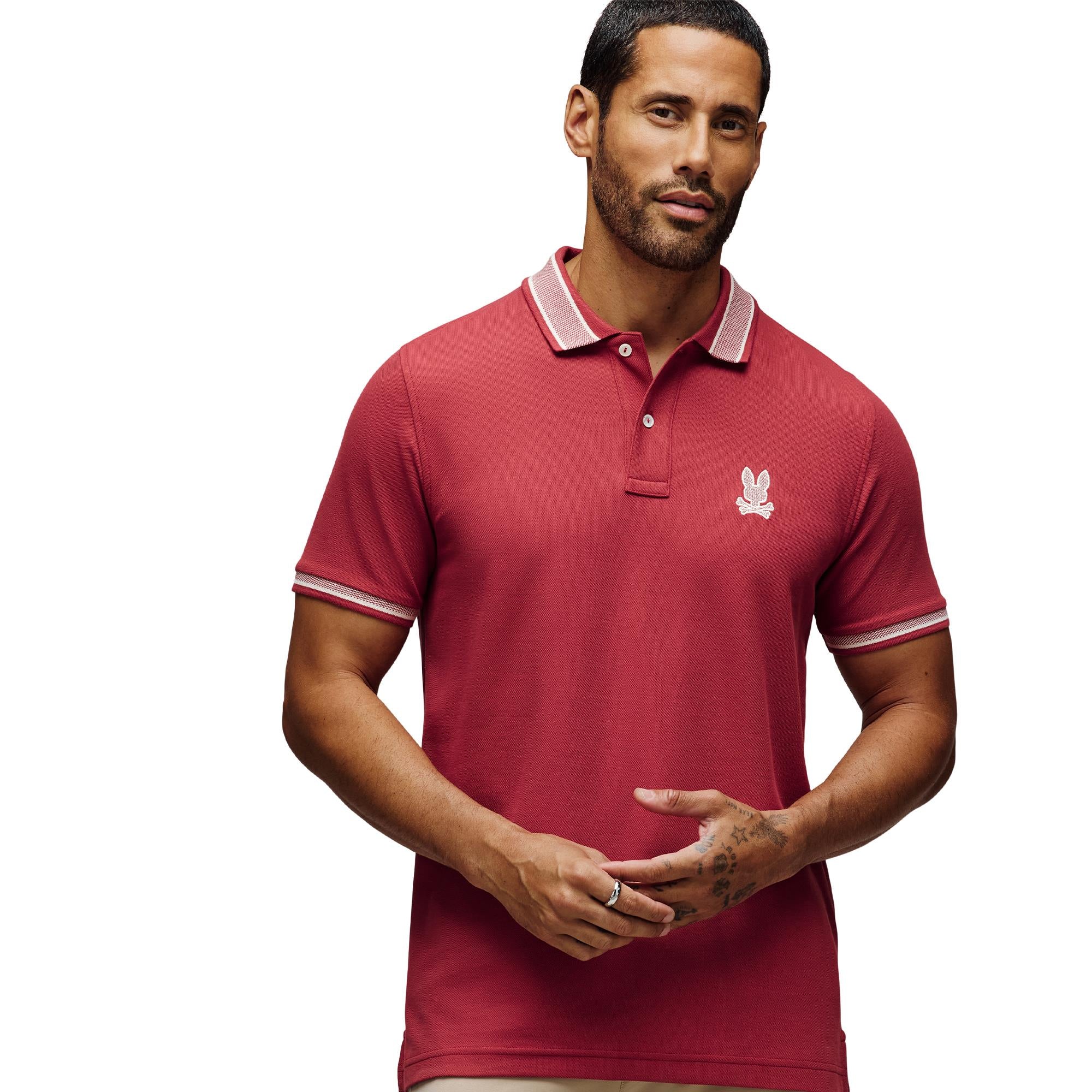 Psycho Bunny Harlow Pique Mens Polo Shirt Garnet